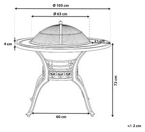 Stół ogrodowy z grillem 4-osobowy aluminiowy brązowy okrągły 105 cm Manfria Beliani