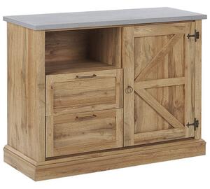 Komoda jednodrzwiowa z szafką 2 szuflady styl wiejski jasne drewno Toronto Beliani