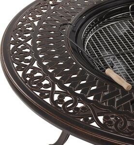 Zestaw ogrodowy z grillem 4-osobowy aluminiowy brązowy okrągły stół 4 krzesła Manfria Beliani