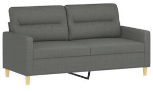 Sofa 2-osobowa z poduszkami, ciemnoszara, 140 cm, tkanina