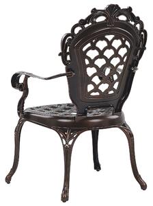 Zestaw 2 krzeseł ogrodowych brązowy aluminiowy czerwone poduszki poliester Lizzano Beliani