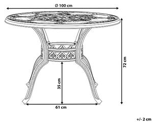 Stół ogrodowy brązowy aluminiowy okrągły otwór na parasol ø 100 cm Sapri Beliani