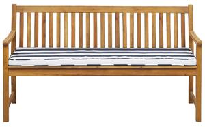 Klasyczna ławka ogrodowa drewniana 160 cm z poduszką niebiesko-białą Vivara Beliani