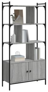 Biblioteczka z drzwiczkami, szary dąb sonoma, 76,5x30x154,5 cm
