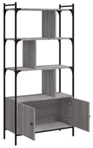 Biblioteczka z drzwiczkami, szary dąb sonoma, 76,5x30x154,5 cm