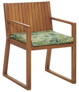 Komplet 8 krzeseł na ogród jasne drewno akacji zielone poduszki Sassari Beliani