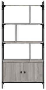 Biblioteczka z drzwiczkami, szary dąb sonoma, 76,5x30x154,5 cm