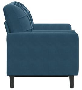 Sofa 2-osobowa z poduszkami, niebieska, 120 cm, aksamit