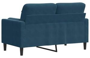 Sofa 2-osobowa z poduszkami, niebieska, 120 cm, aksamit