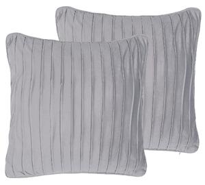 Zestaw 2 klasycznych poduszek dekoracyjnych ozdobne kwadratowe pasy 45 x 45 cm szare Behera Beliani