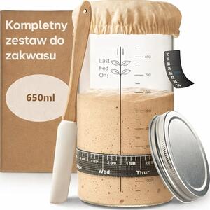 Zestaw Startowy Do Robienia Zakwasu Chlebowego Słoik 650ML + Akcesoria