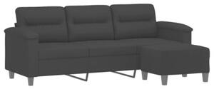 Sofa 3-os. z podnÃ³Å¼kiem, czarna, 180 cm, obita mikrofibrÄ