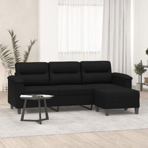 Sofa 3-os. z podnÃ³Å¼kiem, czarna, 180 cm, obita mikrofibrÄ