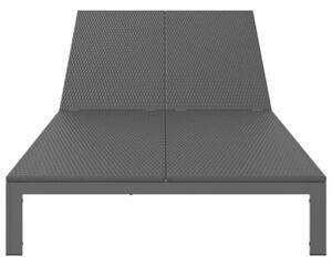 Leżak 2-osoba czarny 60 x 200 x 27cm polirattan