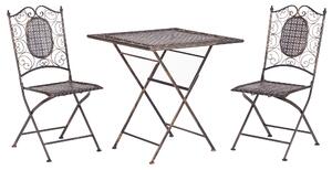 Zestaw mebli balkonowych stół 2 krzesła składany metal postarzany czarny Bormio Beliani