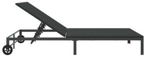 Leżak 2-osoba czarny 60 x 200 x 27cm polirattan