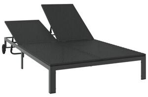 Leżak 2-osoba czarny 60 x 200 x 27cm polirattan