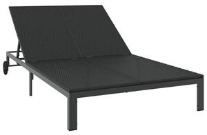 Leżak 2-osoba czarny 60 x 200 x 27cm polirattan
