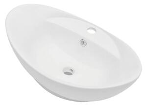 Dwuczęściowy zestaw mebli do łazienki, ceramiczny, dębowy