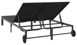 Leżak 2-osoba czarny 60 x 200 x 27cm polirattan
