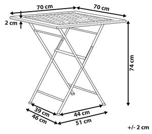 Stolik balkonowy składany kwadratowy 70 x 70 cm postarzany metalowy czarny Bormio Beliani
