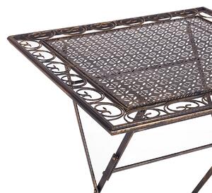 Stolik balkonowy składany kwadratowy 70 x 70 cm postarzany metalowy czarny Bormio Beliani