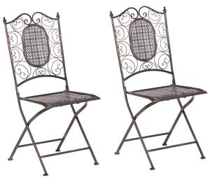 Zestaw 2 krzeseł ogrodowych składany postarzany metalowy czarny Bormio Beliani