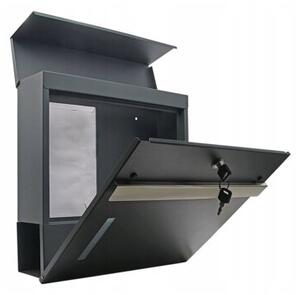Skrzynka Na Listy Wrzutnia Z Gazetnikiem Antracyt Ral7016 Stal 3.5 Kg Okno