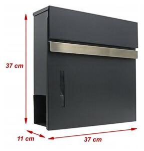 Skrzynka Na Listy Wrzutnia Z Gazetnikiem Antracyt Ral7016 Stal 3.5 Kg Okno