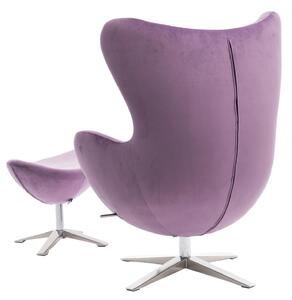Fotel Jajo Velvet fioletowy z podnóżkiem