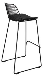 Krzesło barowe Dill High czarne z czarną poduszką
