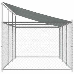 Klatka dla psa, z dachem i drzwiami, szara, 6x2x2 m, stal