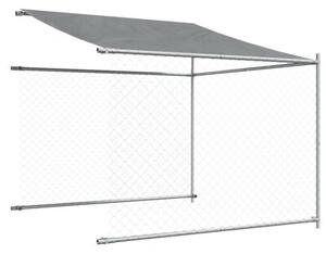 Klatka dla psa, z dachem i drzwiami, szara, 6x2x2 m, stal