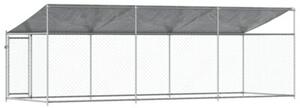 Klatka dla psa, z dachem i drzwiami, szara, 6x2x2 m, stal