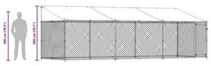 Klatka dla psa, z dachem i drzwiami, szara, 6x2x2 m, stal