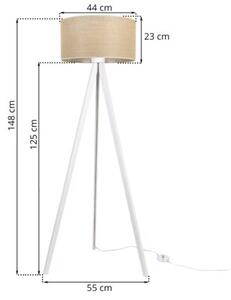 Lampa podłogowa trójnóg biały Light Home LH Juta 1xE27 44cm abażur walec beżowy