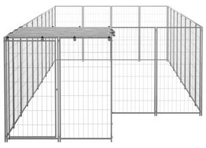 Kojec dla psa, srebrny, 10,89 m², stalowy