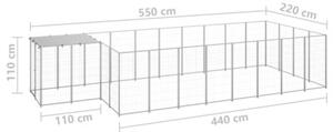 Kojec dla psa, srebrny, 10,89 m², stalowy