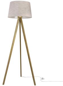 Lampa podłogowa trójnóg dębowy Light Home LH Len 1xE27 44cm L02 abażur stożek jasny beżowy