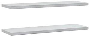 Półki ścienne, 2 szt., 100x30x3 cm, srebrna stal nierdzewna