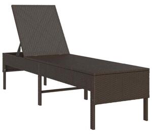 Leżak z poduszką brązowy 55x200x44cm polirattan