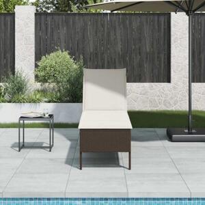 Leżak z poduszką brązowy 55x200x44cm polirattan
