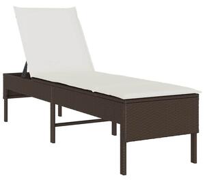 Leżak z poduszką brązowy 55x200x44cm polirattan