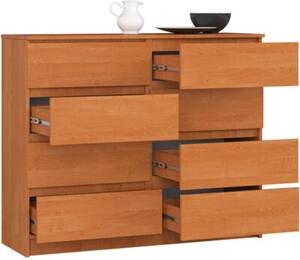Komoda do salonu, sypialni, STILO, 8 szuflad, 120x40x99 cm, olcha, mat | TYLETEGOTU
