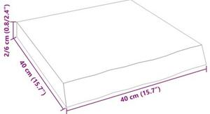 Półka, 40x40x(2-6) cm, surowe lite drewno dębowe