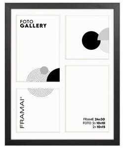 Ramka na zdjęcia 4 zdjęcia 2x 10x15 cm 2x 10x10 cm czarna foto galeria 24x30 cm kolaż FRAMAI®