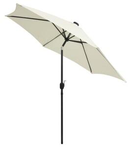 Parasol ogrodowy z LED i aluminiowym słupkiem, 300 cm, piaskowy