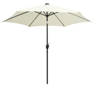 Parasol ogrodowy z LED i aluminiowym słupkiem, 300 cm, piaskowy