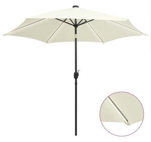 Parasol ogrodowy z LED i aluminiowym słupkiem, 300 cm, piaskowy