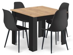 Zestaw Stół NP 80x80cm Artisan nogi czarne + 4 krzesła WAT czarne / nogi czarne